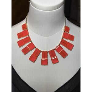 Retired Kate Spade Statement Necklace Red Coral Bib Chunky Y2K Designer